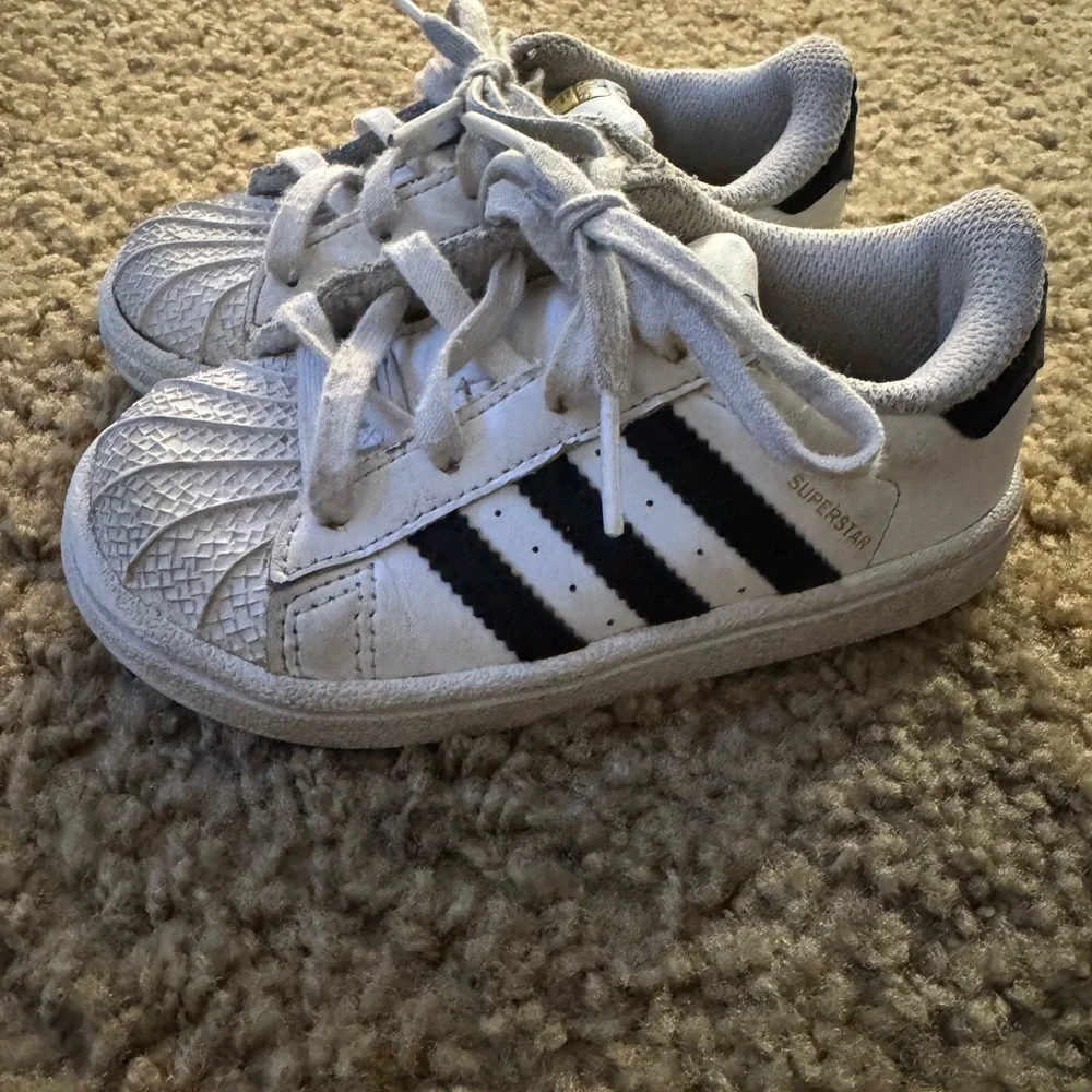 Adidas Kids White and Black Superstar Sneakers - Picture 1 of 5